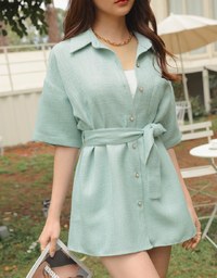 Chic Tweed Tie Ribbon Blazer Jacket