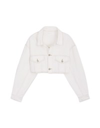 Stitched Denim Jeans Crop Blazer Jacket