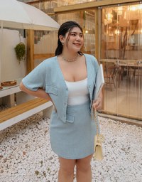 Buttoned Denim Jeans Crop Blazer Jacket