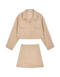 Lapel Buttoned Irregular Skirt Set