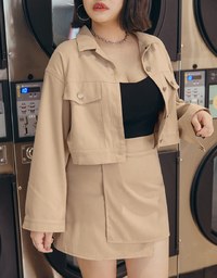 Lapel Buttoned Irregular Skirt Set