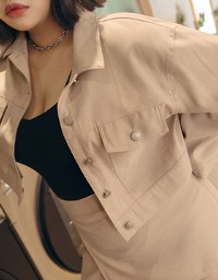 Lapel Buttoned Irregular Skirt Set