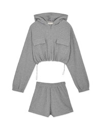 Waffle Hooded Zipped Set Wear