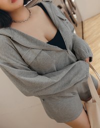 Waffle Hooded Zipped Set Wear