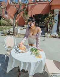 Two Piece V Neck Crop Knit Top