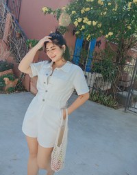 Edgy Smart Button Up Denim Jeans Playsuit