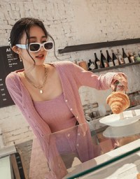 V-Neck Two-Piece Knit Crop Top