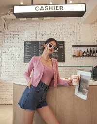 V-Neck Two-Piece Knit Crop Top