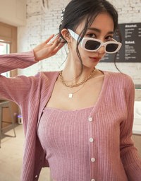 V-Neck Two-Piece Knit Crop Top