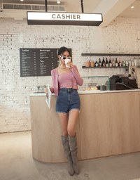 V-Neck Two-Piece Knit Crop Top