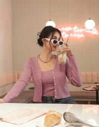 V-Neck Two-Piece Knit Crop Top