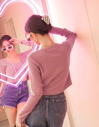 V-Neck Two-Piece Knit Crop Top