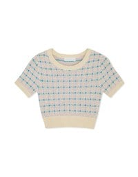 Mélange Checkered Knit Crop Top