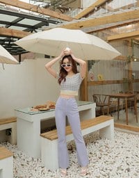 Mélange Checkered Knit Crop Top