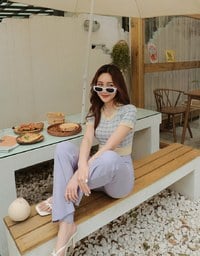 Mélange Checkered Knit Crop Top