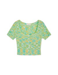 Mixed Color Buttoned Knit Crop Top