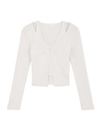 Fake Two-Piece Single-Button Knit Top