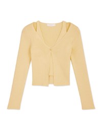 Fake Two-Piece Single-Button Knit Top
