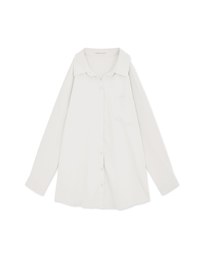 Plain Cutout Button-down Loose Long-sleeved Shirt