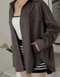 Anti-Wrinkle Iron Free Loose Long Blouse Shirt