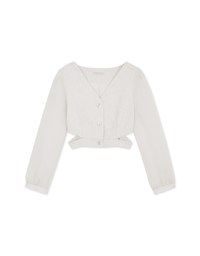 Sheer Puff Sleeve Cut Out Crop Top