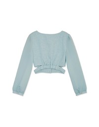 Sheer Puff Sleeve Cut Out Crop Top