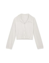 Lapel Buttoned Pleated Crop Top