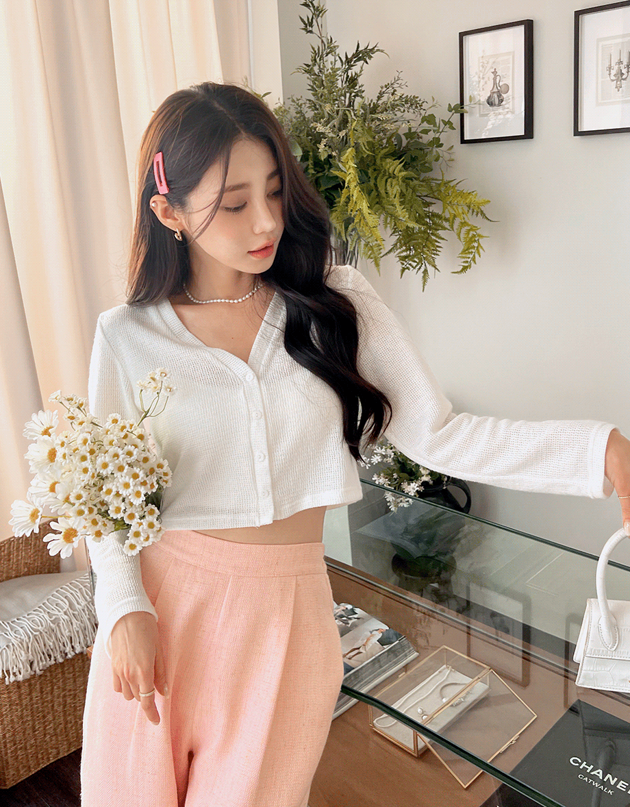 Pastel Color Correction Knit Cardigan Top