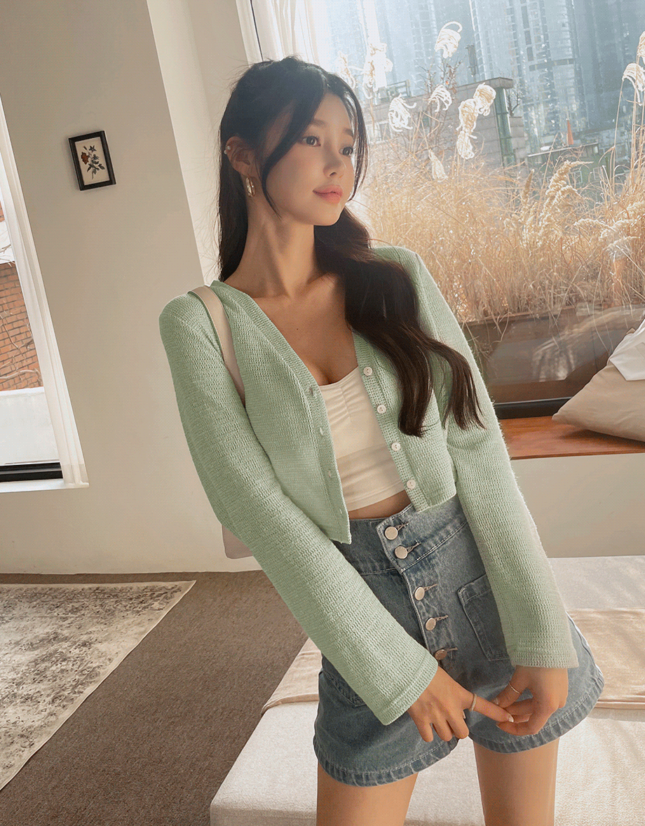 Pastel Color Correction Knit Cardigan Top
