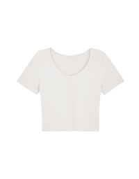 Round Button Knit Crop Top