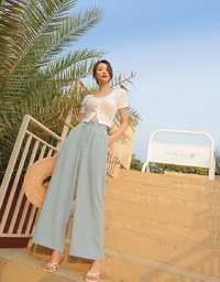 Round Button Knit Crop Top