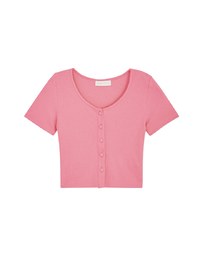 Round Button Knit Crop Top
