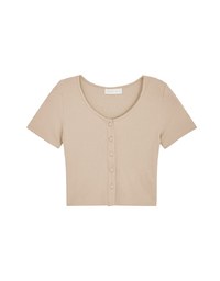Round Button Knit Crop Top