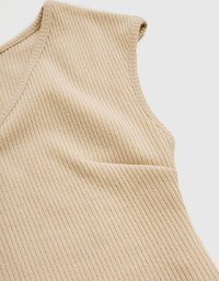 V Neck Fitted Knit Crop Top
