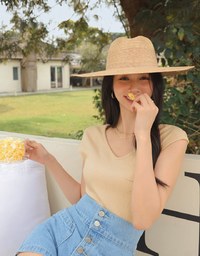 V Neck Fitted Knit Crop Top