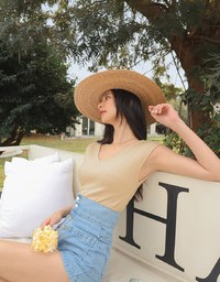 V Neck Fitted Knit Crop Top