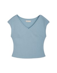 V Neck Fitted Knit Crop Top