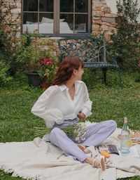 Fake Two Piece Tencel Sheer Blouse Shirt
