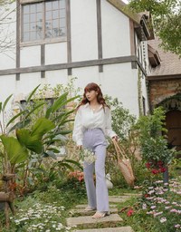 Fake Two Piece Tencel Sheer Blouse Shirt