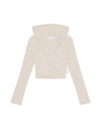 V Neck Overlap Knit Hoodie Top
