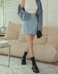 Chic Textured Side Button Elastic Skirt