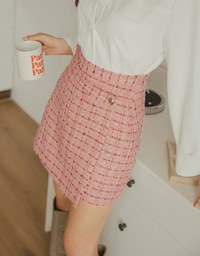 Chic Textured Side Button Elastic Skirt