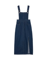 Side Slit Suspender Denim Jeans Maxi Dress