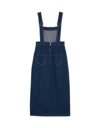 Side Slit Suspender Denim Jeans Maxi Dress