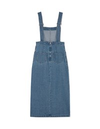 Side Slit Suspender Denim Jeans Maxi Dress