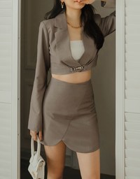 Irregular Slit Suit Skirt