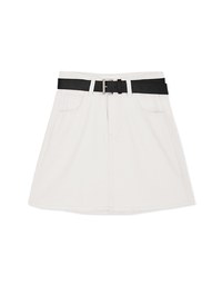 Distressed Hem Denim Jeans Skirt With Belt