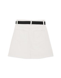 Distressed Hem Denim Jeans Skirt With Belt