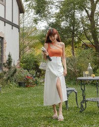 Front Zipper Slit Maxi Skirt