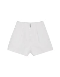 Zipper Pleated High Waisted Slim Shorts